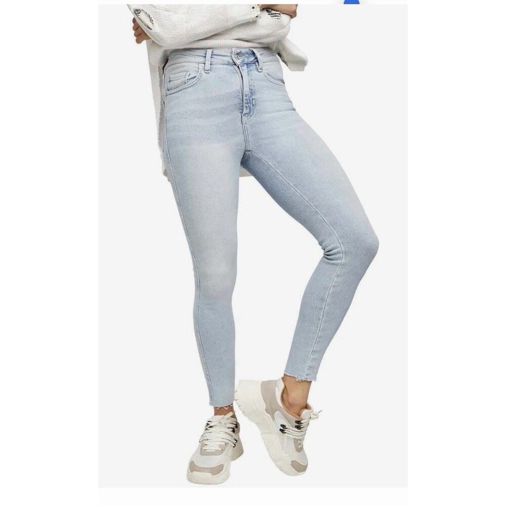 Free People Women’s Frayed-Hem Mid-Rise Jegging Skinny Jeans Havanna Blue 24